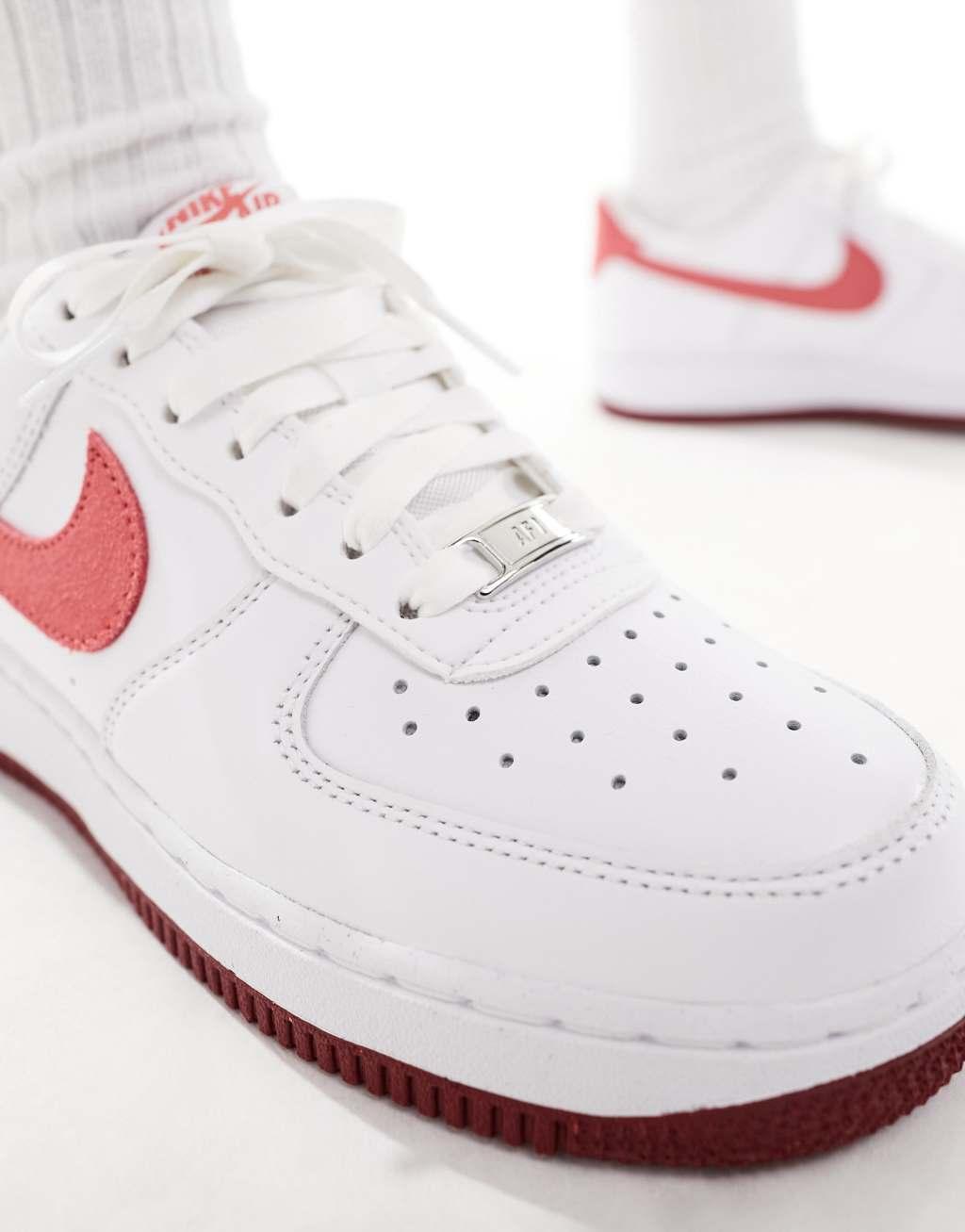 Nike Womens Nike Air Force 1 07 V Day - Womens Shoes White/Adobe/Team Red Product Image