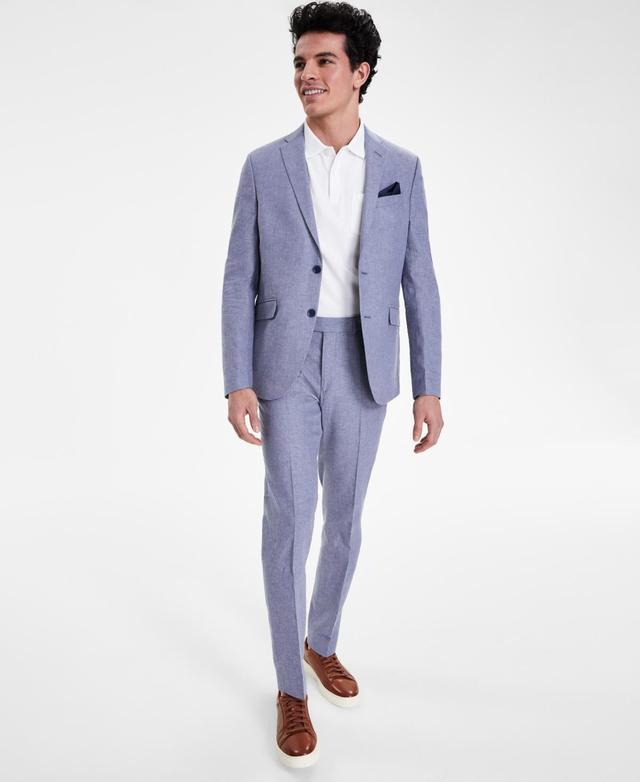 Kenneth Cole Reaction Mens Slim-Fit Stretch Linen Solid Suit Product Image