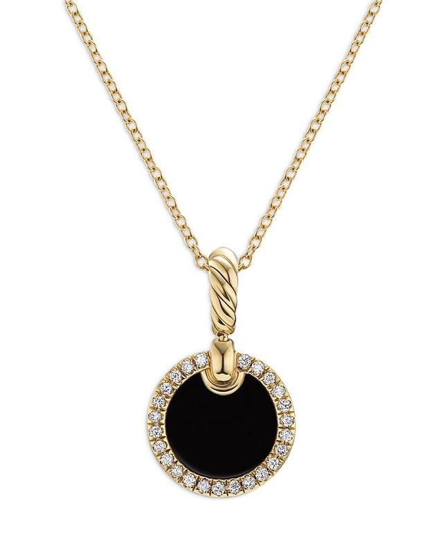 Womens Petite DY Elements Pendant Necklace in 18K Yellow Gold with Pav Diamonds Product Image