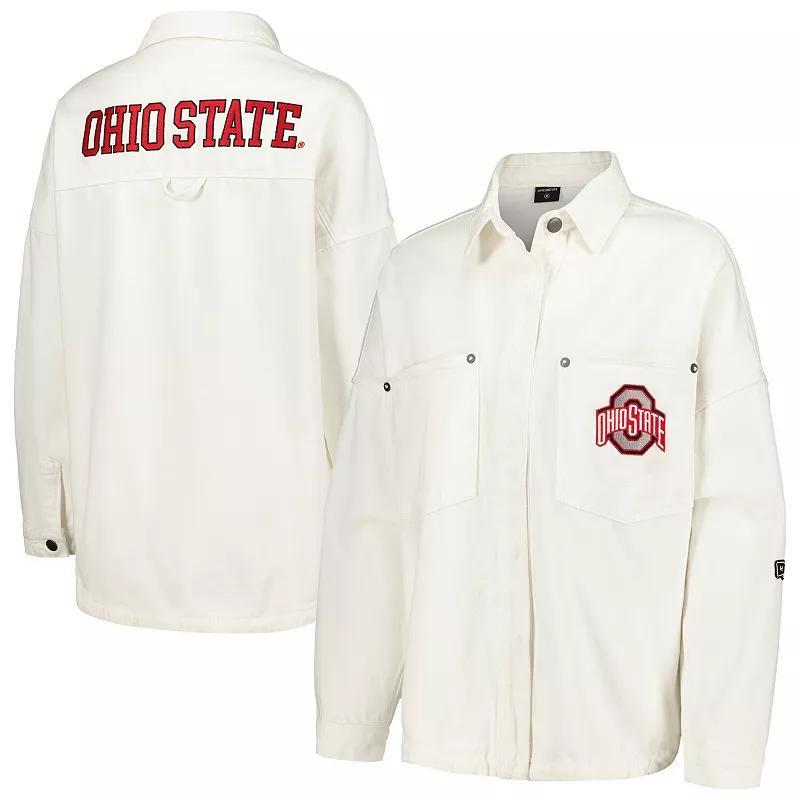 Hype and Vice Womens White Ohio State Buckeyes Multi-Hit Hometown Full-Snap Jacket Product Image