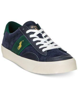 POLO RALPH LAUREN Men's Sayer Leather-suede Sneaker In Navy,forest Product Image