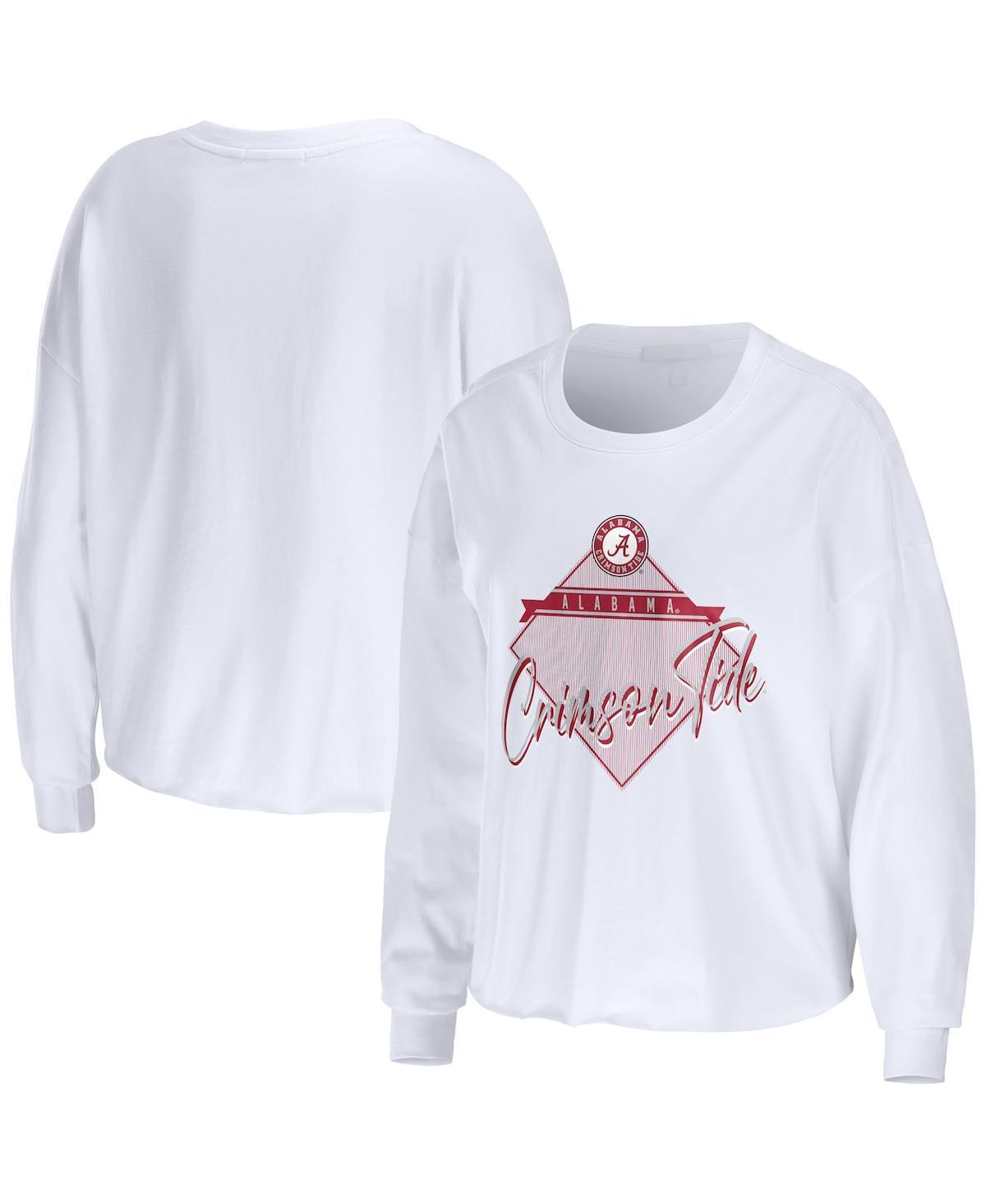 Womens WEAR by Erin Andrews Alabama Crimson Tide Diamond Long Sleeve Cropped T-Shirt product image