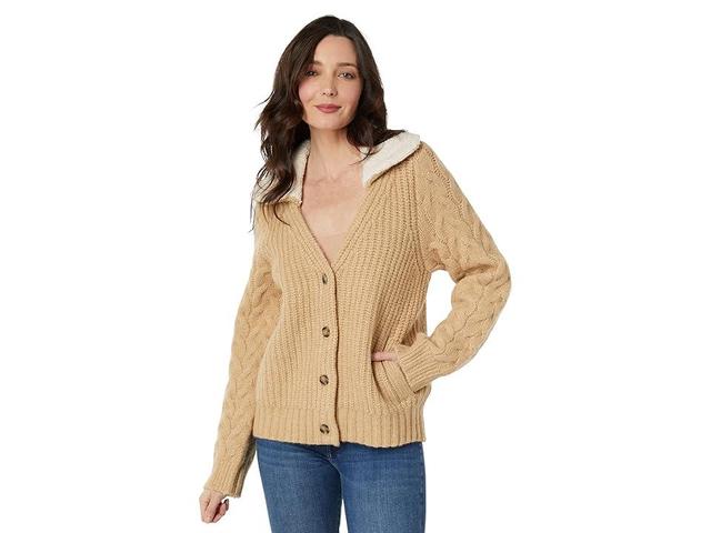 Lucky Brand Cable Collared Cardigan (Light Camel) Women's Clothing Product Image