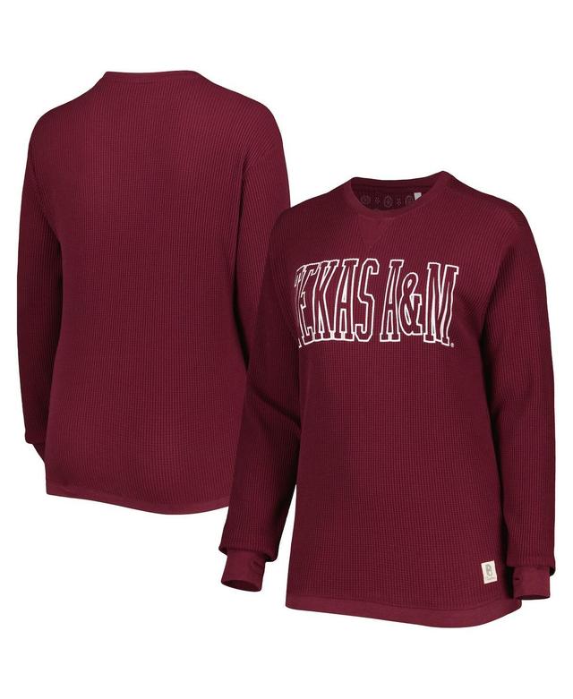 Womens Pressbox Maroon Texas A&M Aggies Surf Southlawn Waffle-Knit Thermal Tri-Blend Long Sleeve T-shirt Product Image