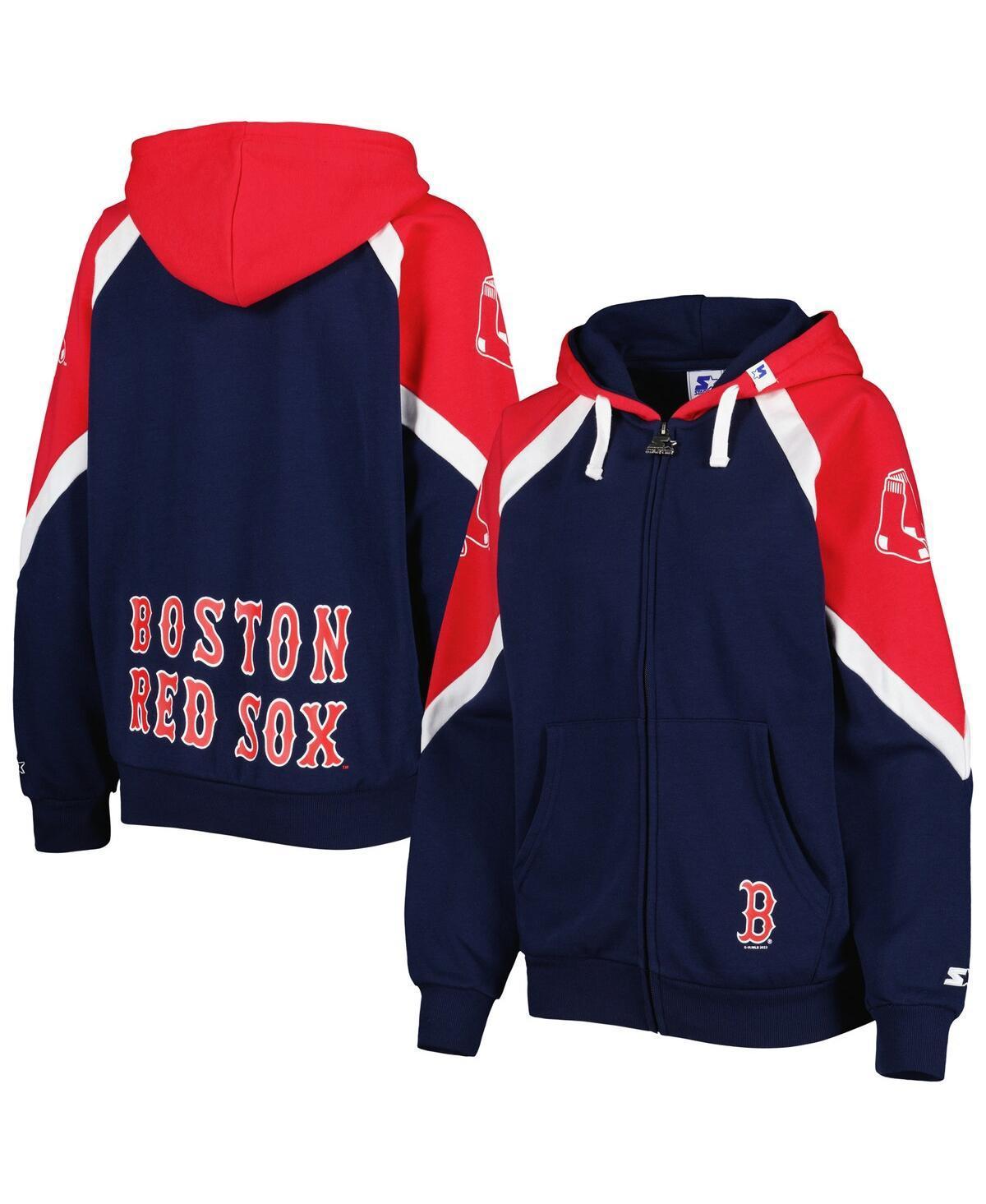 Womens Starter /Red Boston Red Sox Hail Mary Full-Zip Hoodie Blue Product Image