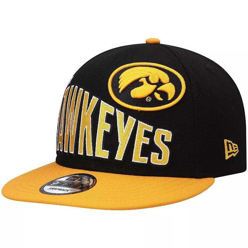 Mens New Era Black Iowa Hawkeyes Two-Tone Vintage-Like Wave 9FIFTY Snapback Hat Product Image