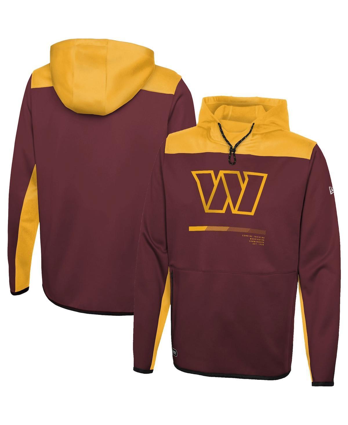 Mens New Era Burgundy Washington Commanders Combine Authentic Hard Hitter Pullover Hoodie Product Image