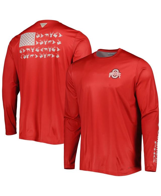 Mens Columbia Scarlet Ohio State Buckeyes Terminal Shot Omni-Shade Omni-Wick Long Sleeve T-Shirt Product Image