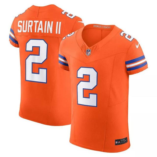 Mens Nike Patrick Surtain II Denver Broncos Alternate Mile High Collection 1977 Throwback Vapor F.U.S.E. Elite Jersey Product Image