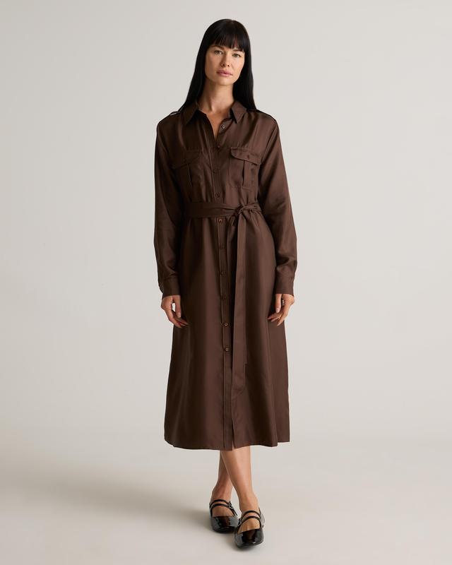 100% Silk Twill Utility Shirt Dress Product Image