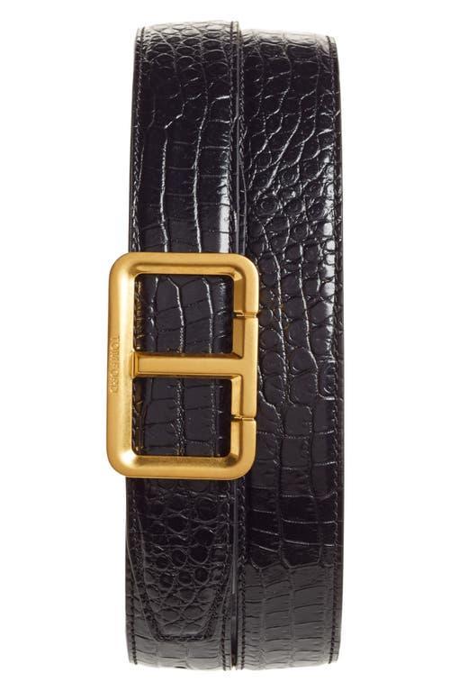 Mens Scored T Embossed Leather Belt Product Image