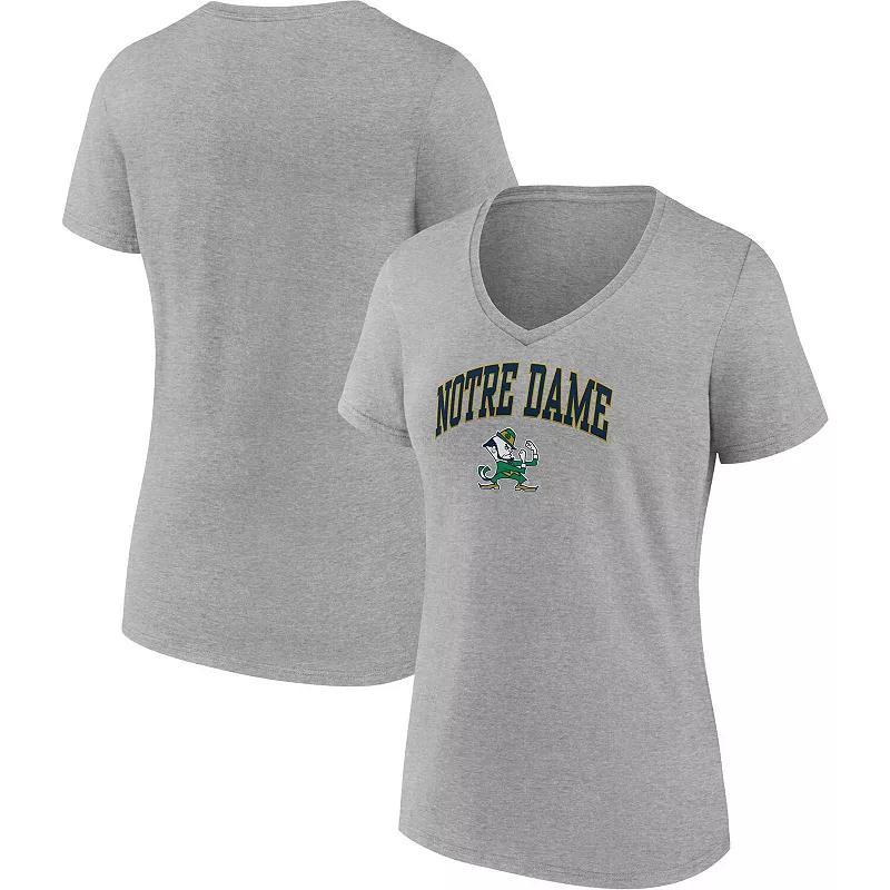 Womens Fanatics Branded Heather Gray Notre Dame Fighting Irish Evergreen Campus V-Neck T-Shirt Product Image