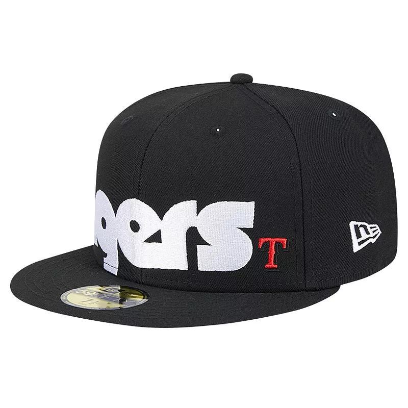 New Era Mens Black Texas Rangers Checkered Undervisor 59FIFTY Fitted Hat Product Image