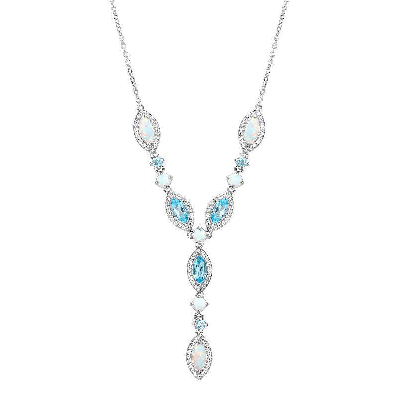 Lab-Created Opal, Lab-Created White Sapphire & Blue Topaz Y Necklace, Womens Product Image