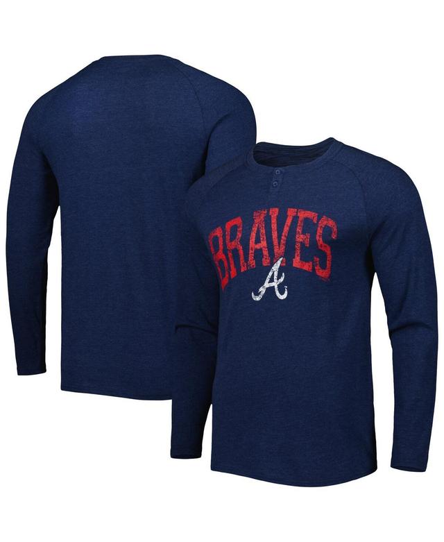 Mens Concepts Sport Navy Atlanta Braves Inertia Raglan Long Sleeve Henley T-shirt Product Image