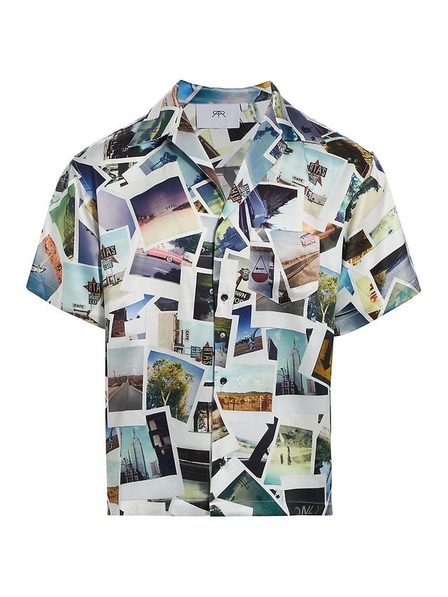 Mens Collage Silk Camp Shirt Product Image