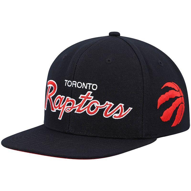 Mens Mitchell & Ness Black Toronto Raptors Hardwood Classics Script 2.0 Snapback Hat Product Image