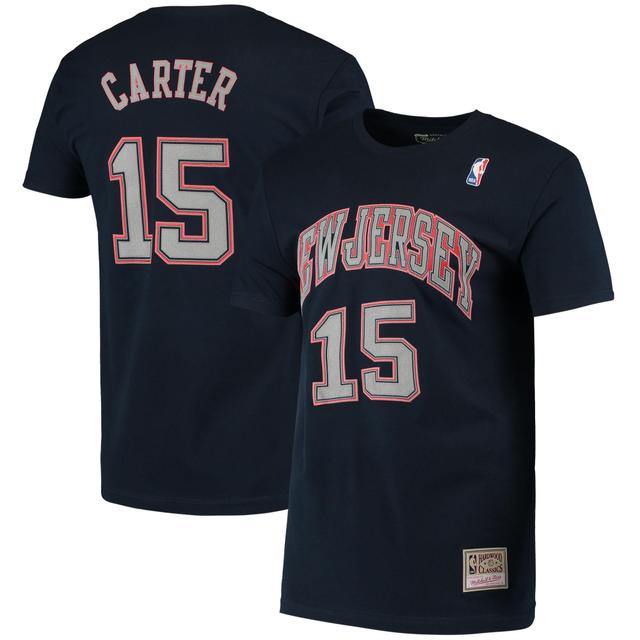 Mens Mitchell & Ness Vince Carter Navy New Jersey Nets Hardwood Classics Stitch Name & Number T-Shirt Nba Blue Product Image