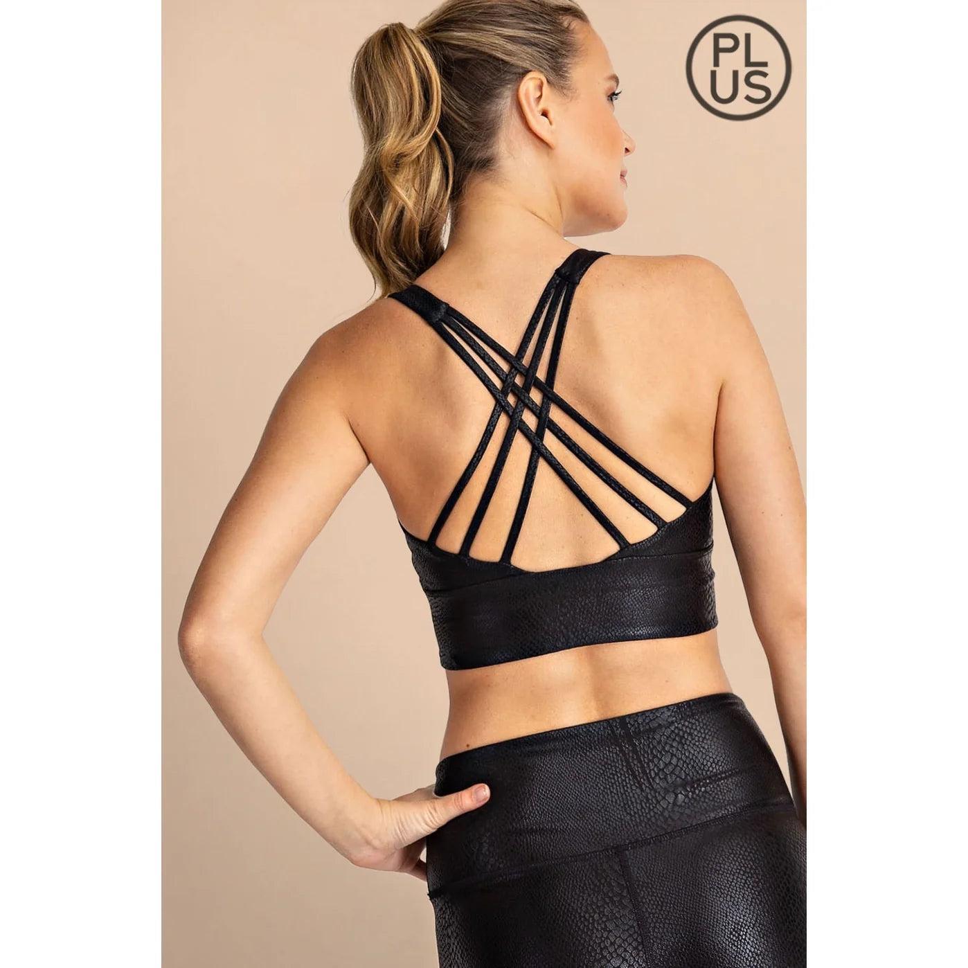 Black Snake Skin Plus Size Sports Bra Product Image