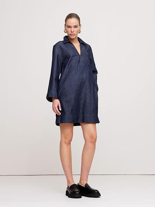 Italian Denim Kaftan Mini Dress Product Image