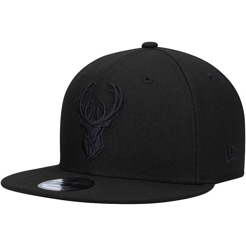 Mens New Era Milwaukee Bucks Black 9FIFTY Snapback Hat - Black Product Image