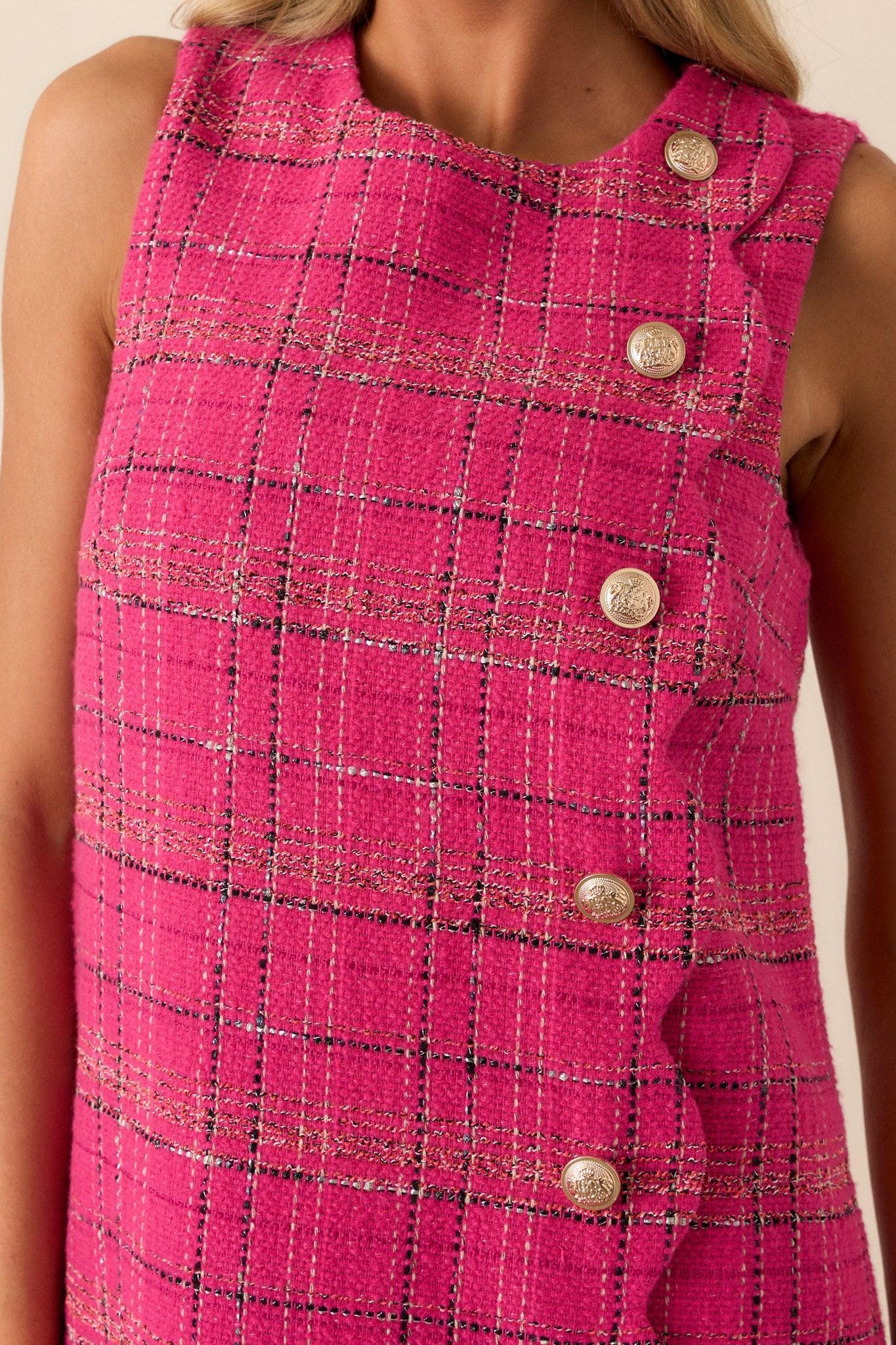 Radiant Spirit Hot Pink Tweed Mini Dress Product Image