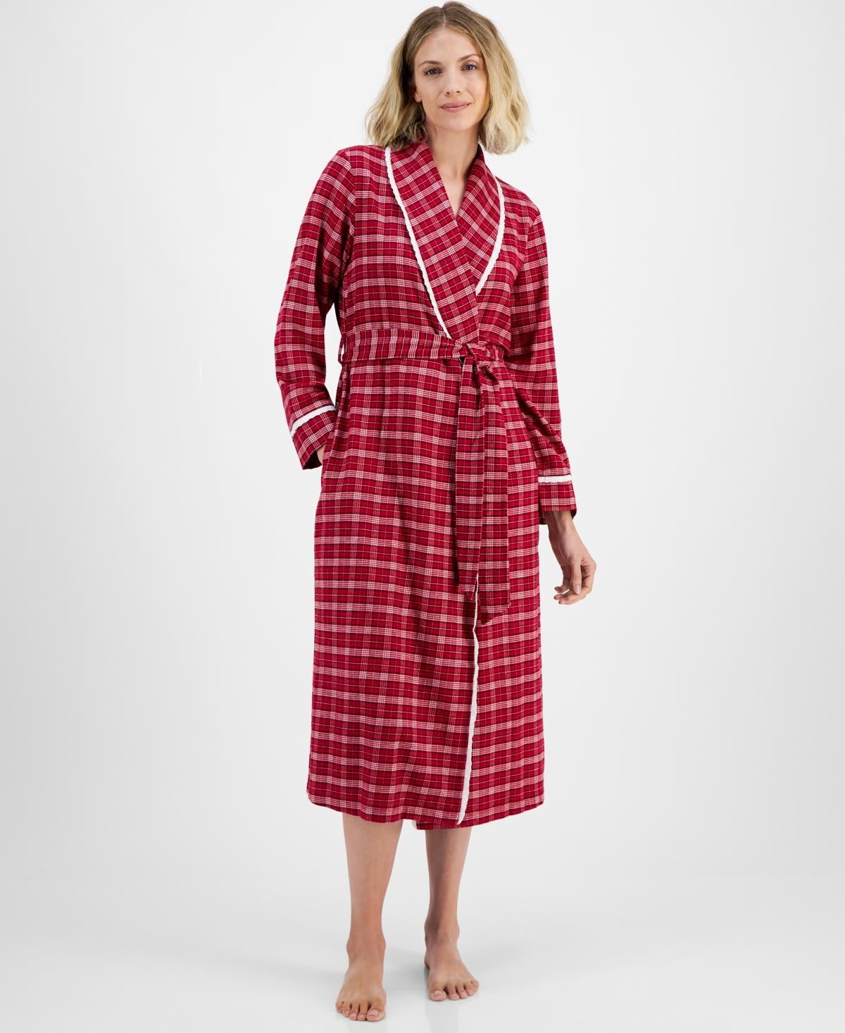 Charter Club Womens Long Plaid Flannel Robe, Created for Macys Product Image