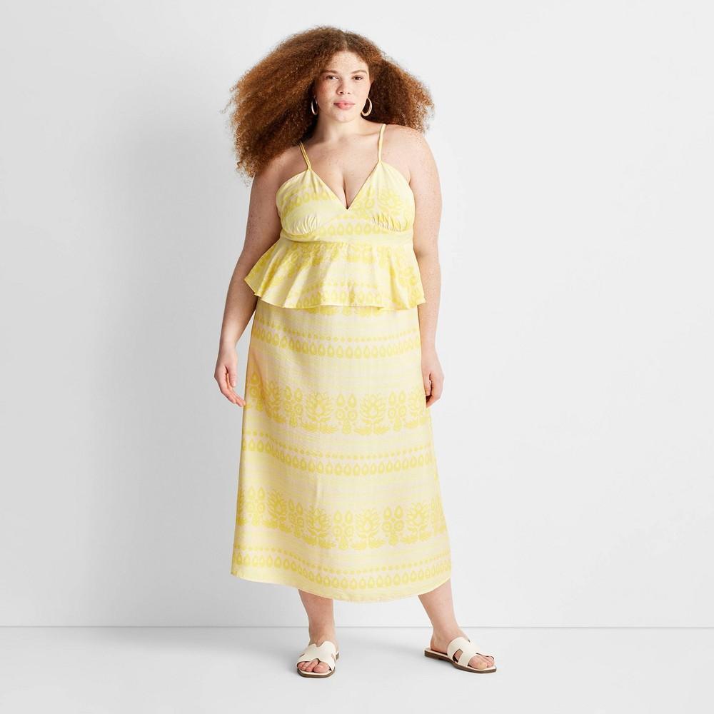 Womens Floral Print Sleeveless Empire Ruffle Midi Dress - Future Collective with Jenny K. Lopez Yellow 18 Product Image