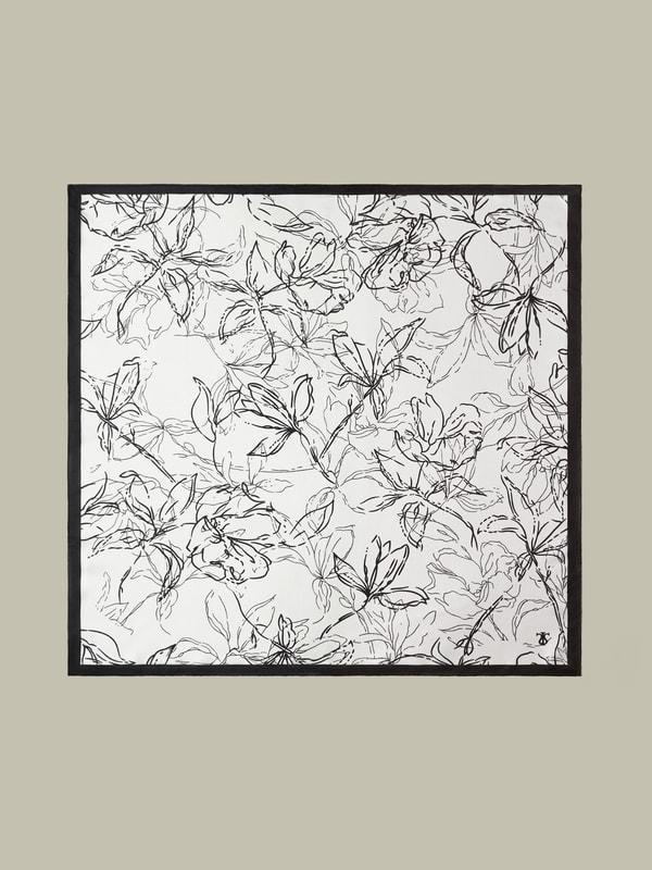 Floral Sketch Twill Silk Square Scarf Product Image