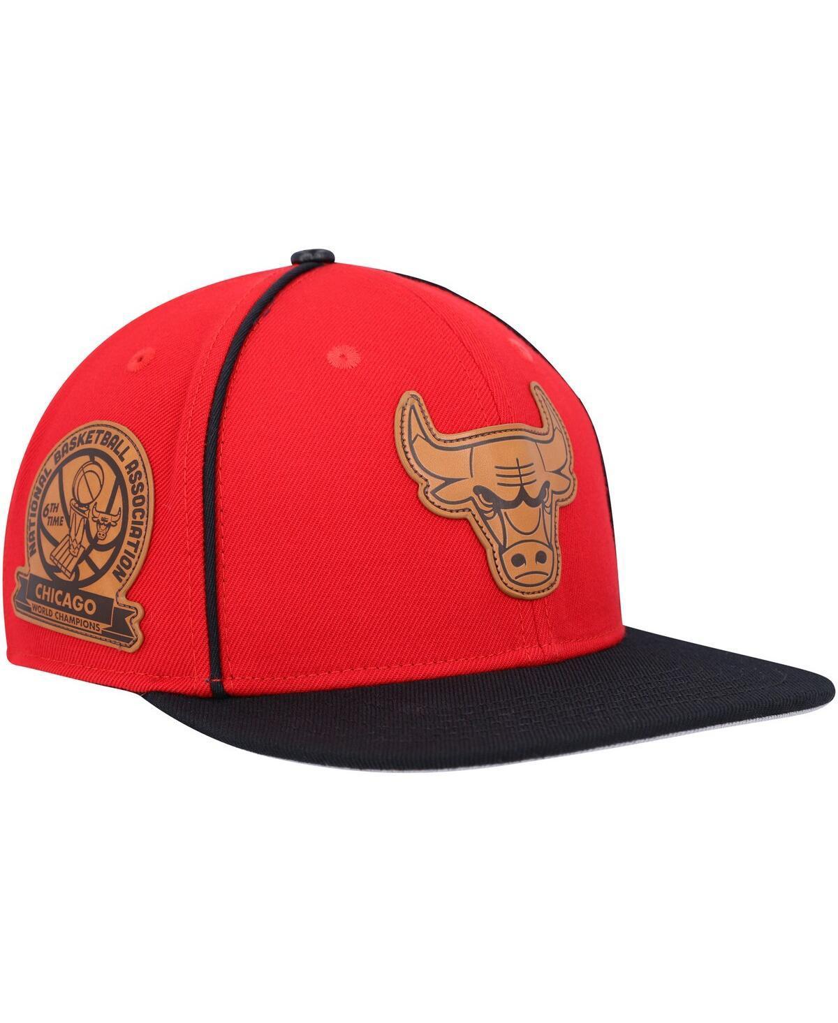 Mens Pro Standard Red Chicago Bulls Heritage Leather Patch Snapback Hat - Red Product Image