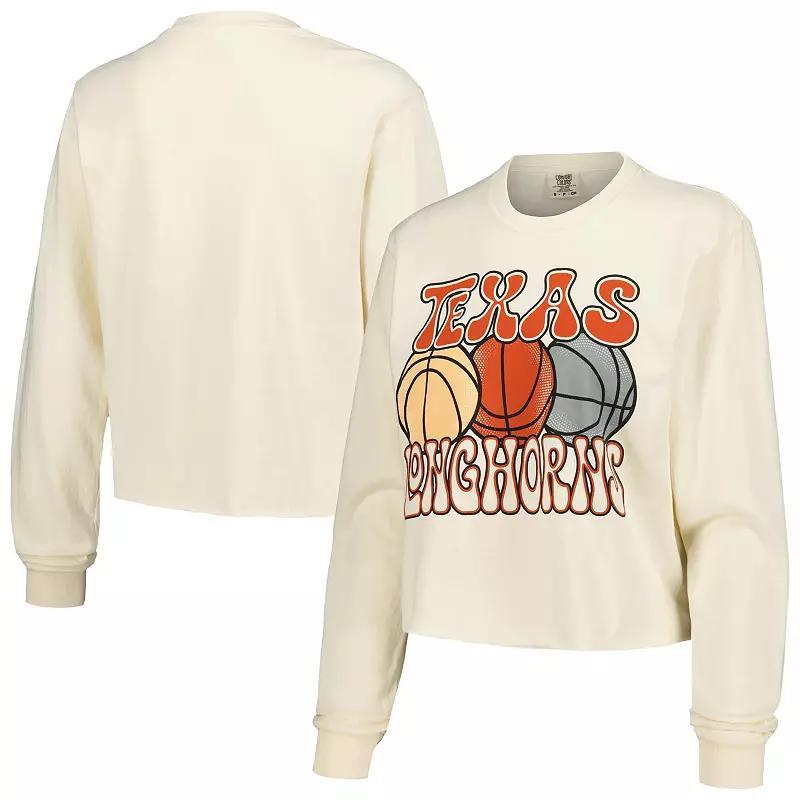 Womens Natural Texas Longhorns Comfort Colors Basketball Cropped Long Sleeve T-Shirt Product Image