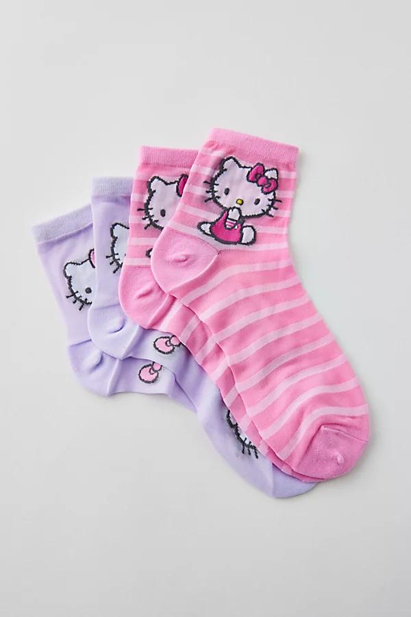 Hello Kitty Semi-Sheer Quarter Length Sock 2-Pack Womens at Urban Outfitters Product Image