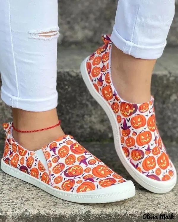 Olivia Mark – Halloween Canvas Slip-On Sneakers Product Image