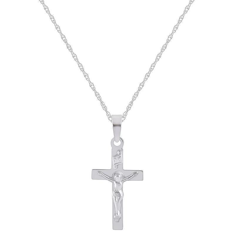 14k White Gold Crucifix Pendant Necklace, Womens Product Image