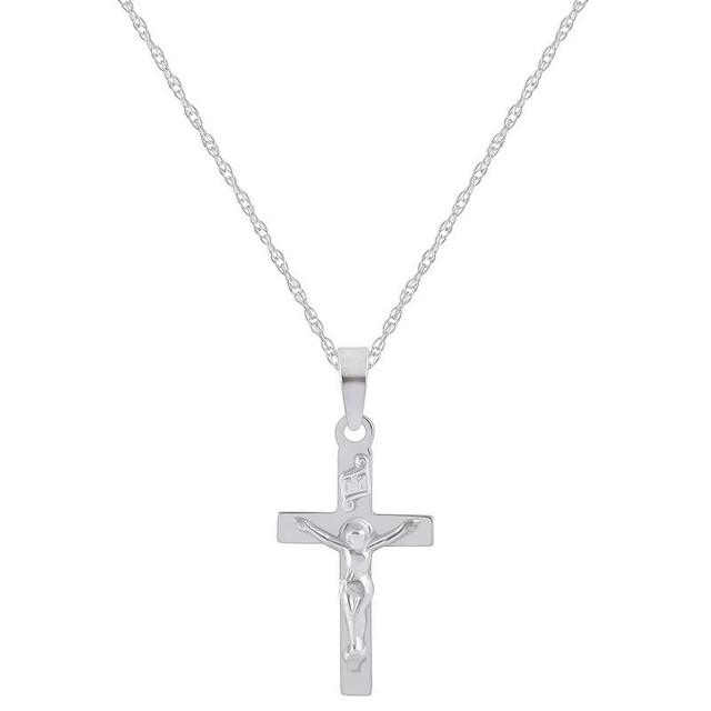 14k White Gold Crucifix Pendant Necklace, Womens Product Image