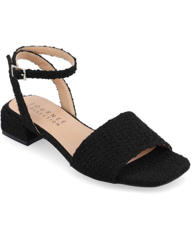 Journee Collection Adleey Womens Tru Comfort Foam Tweed Low Block Heel Sandals Product Image