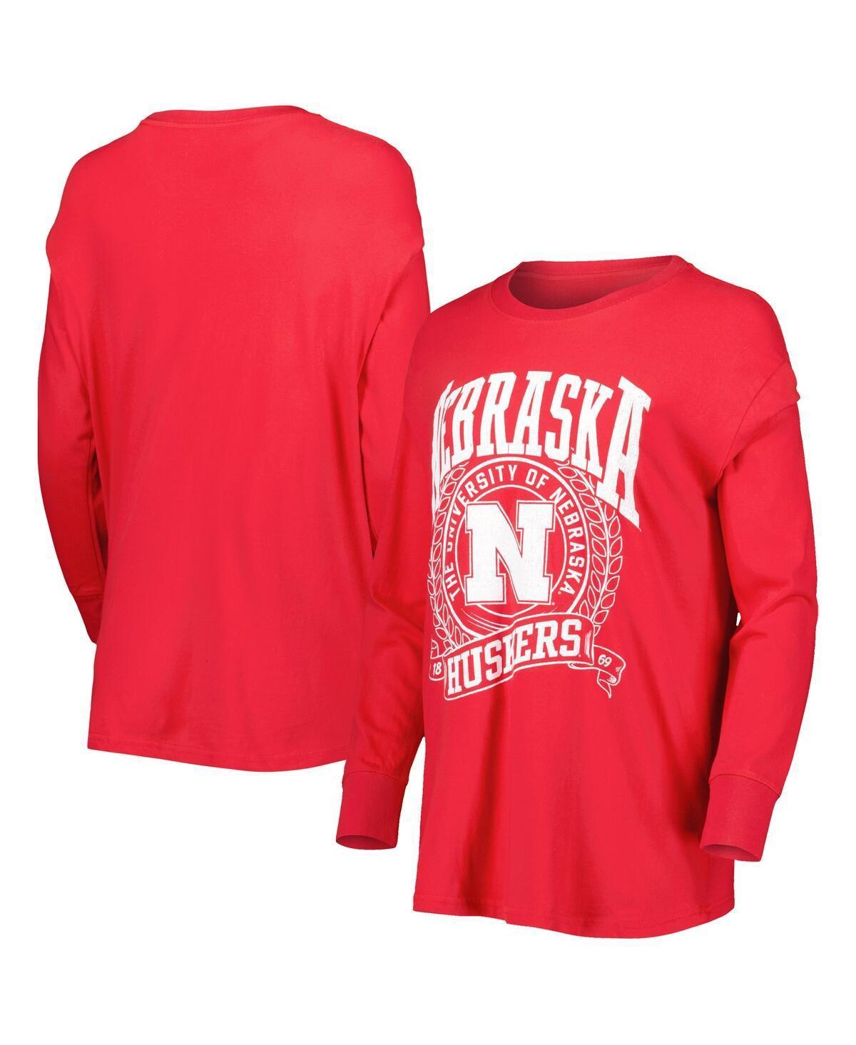 Womens Pressbox Scarlet Nebraska Huskers Big Country Laurels Long Sleeve T-shirt Product Image