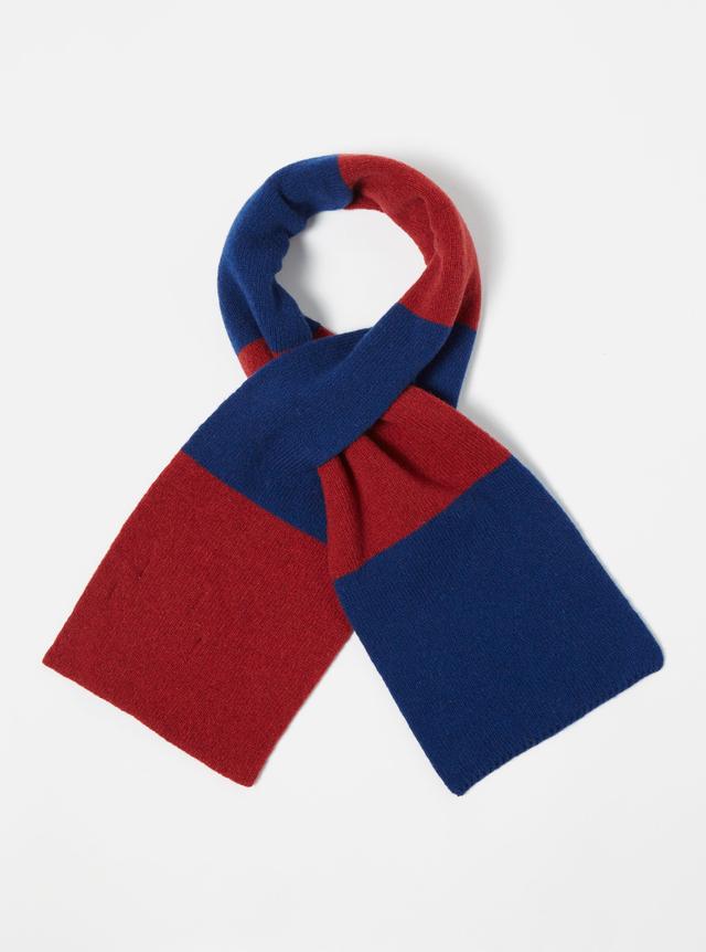 Universal Works Deluxe Football Scarf in Red/Blue Soft Wool Product Image