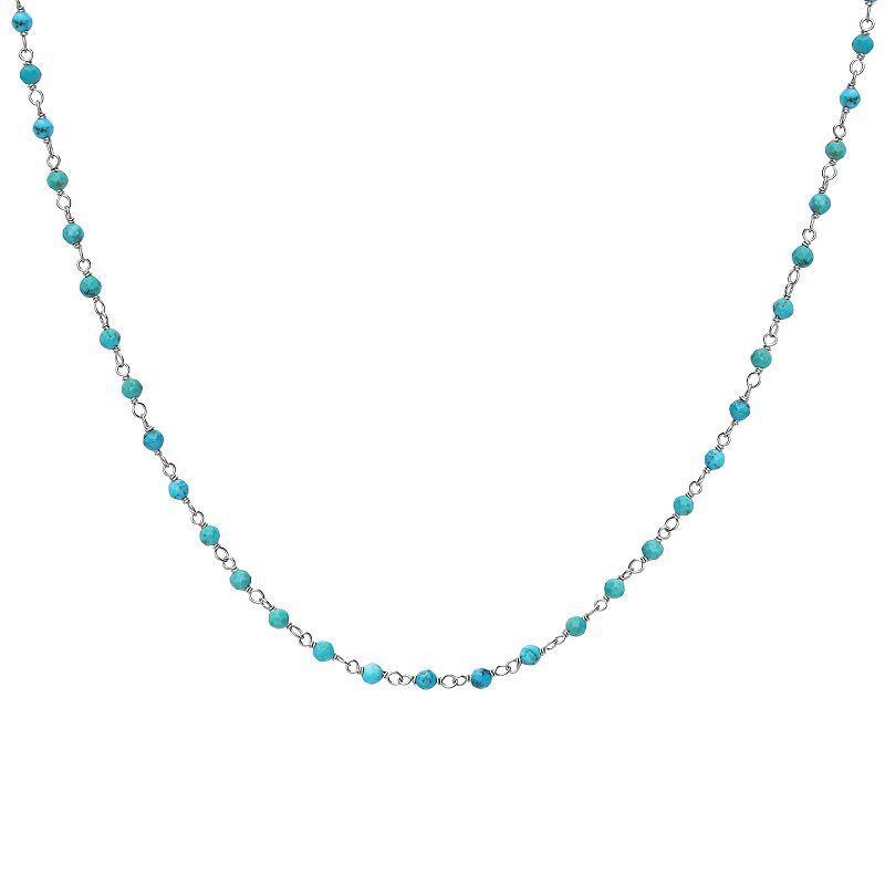 Gemistry Sterling Silver Turquoise Beaded Necklace, Womens Product Image