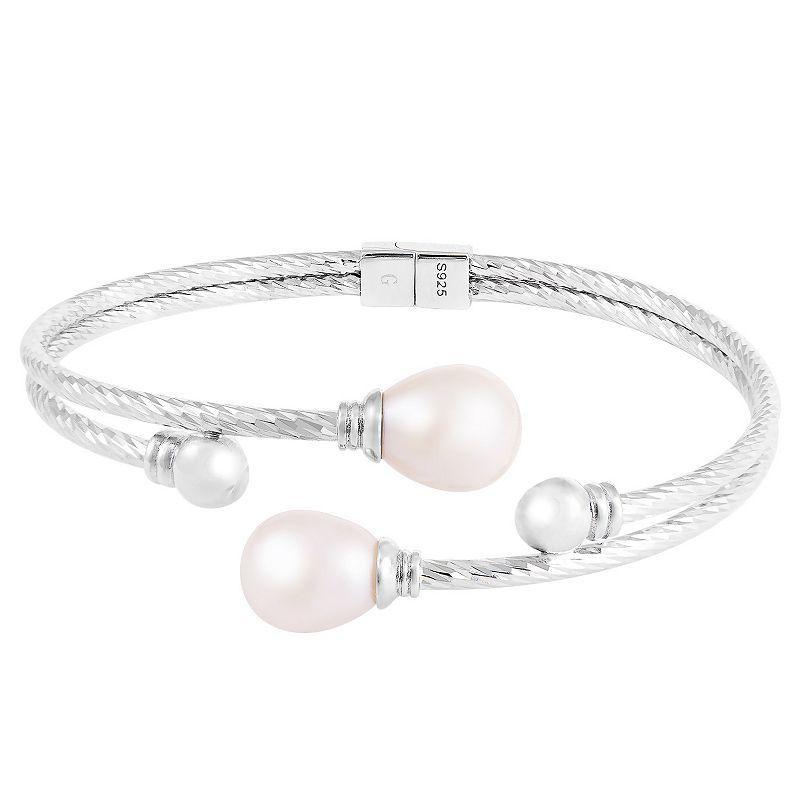 Splendid Pearls Sterling Silver Freshwater Cultured Pearl Bangle Bracelet, Womens Product Image