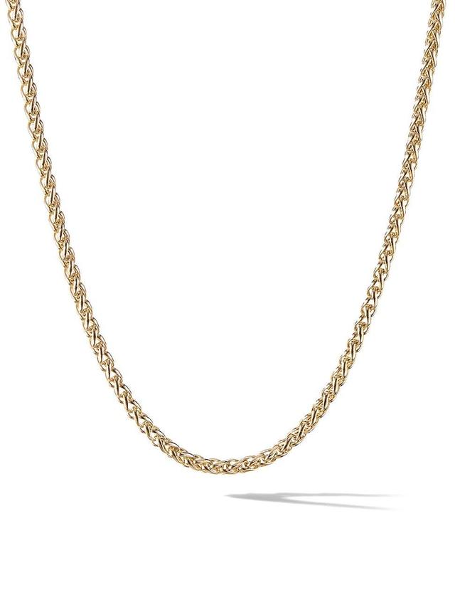 Mens Wheat Chain Necklace In 18K Yellow Gold, 4mm Product Image