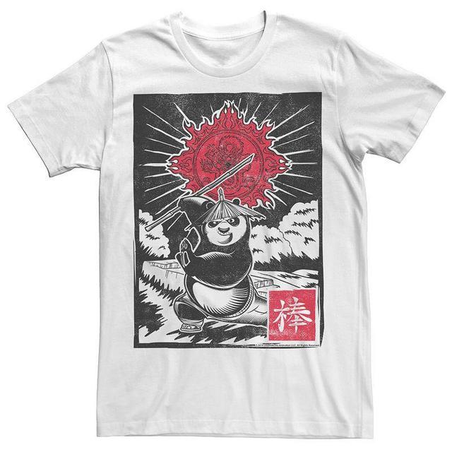 Mens Kung Fu Panda Master Po Action Pose Woodcut Poster Tee Product Image