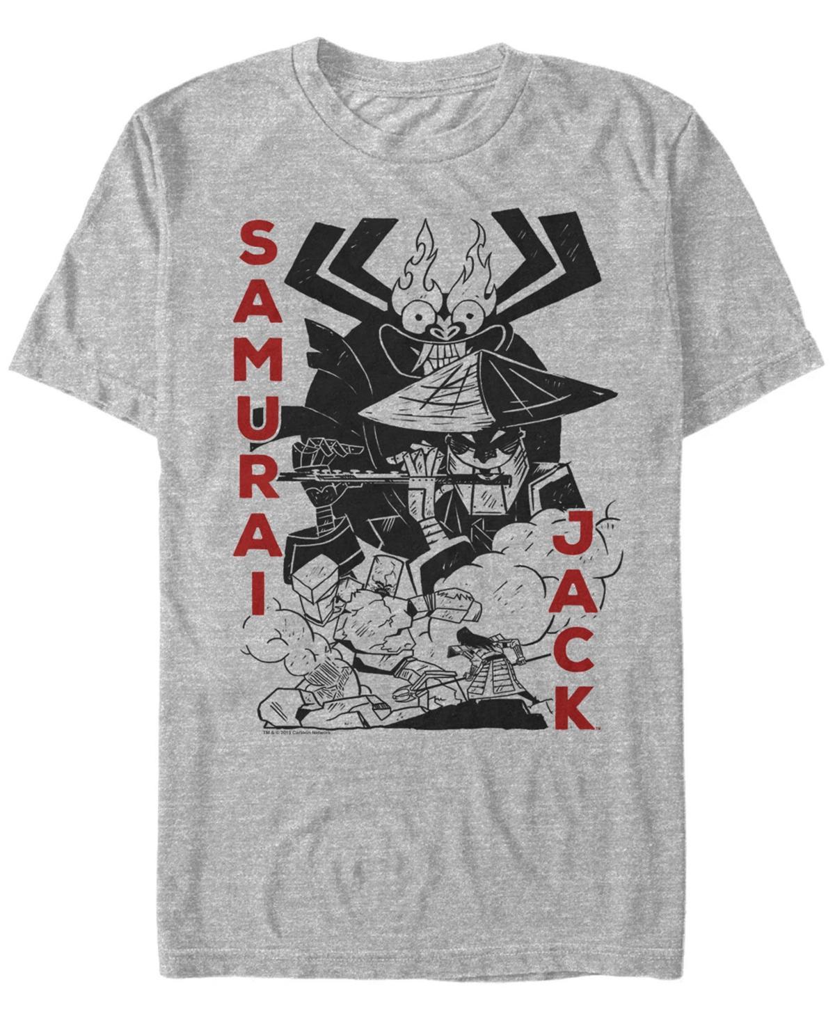 Fifth Sun Mens Samurai Jack Aku Battle Woodblock Print Short Sleeve T- shirt Product Image