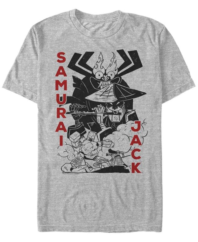 Fifth Sun Mens Samurai Jack Aku Battle Woodblock Print Short Sleeve T- shirt Product Image