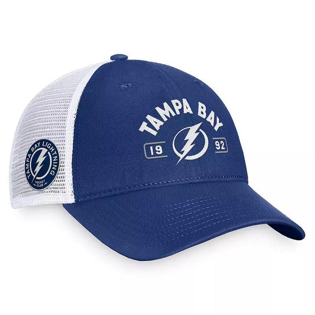 Mens Fanatics Blue/White Tampa Bay Lightning Free Kick Trucker Adjustable Hat Product Image