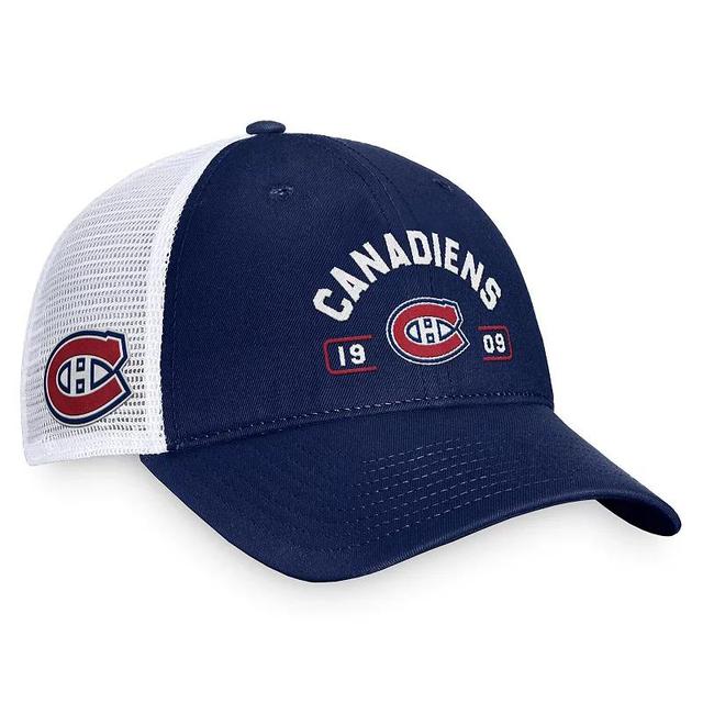 Fanatics Mens Navy Montreal Canadiens Free Kick Trucker Adjustable Hat - Navy, White Product Image