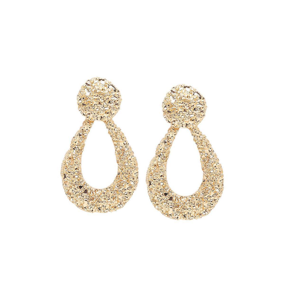 Sohi Womens Gold Textured Teardrop Earrings Product Image