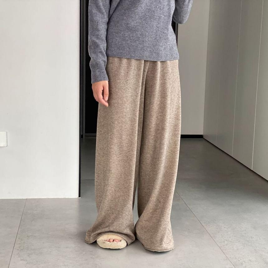 Mid Waist Plain Wide Leg Sweatpants Product Image