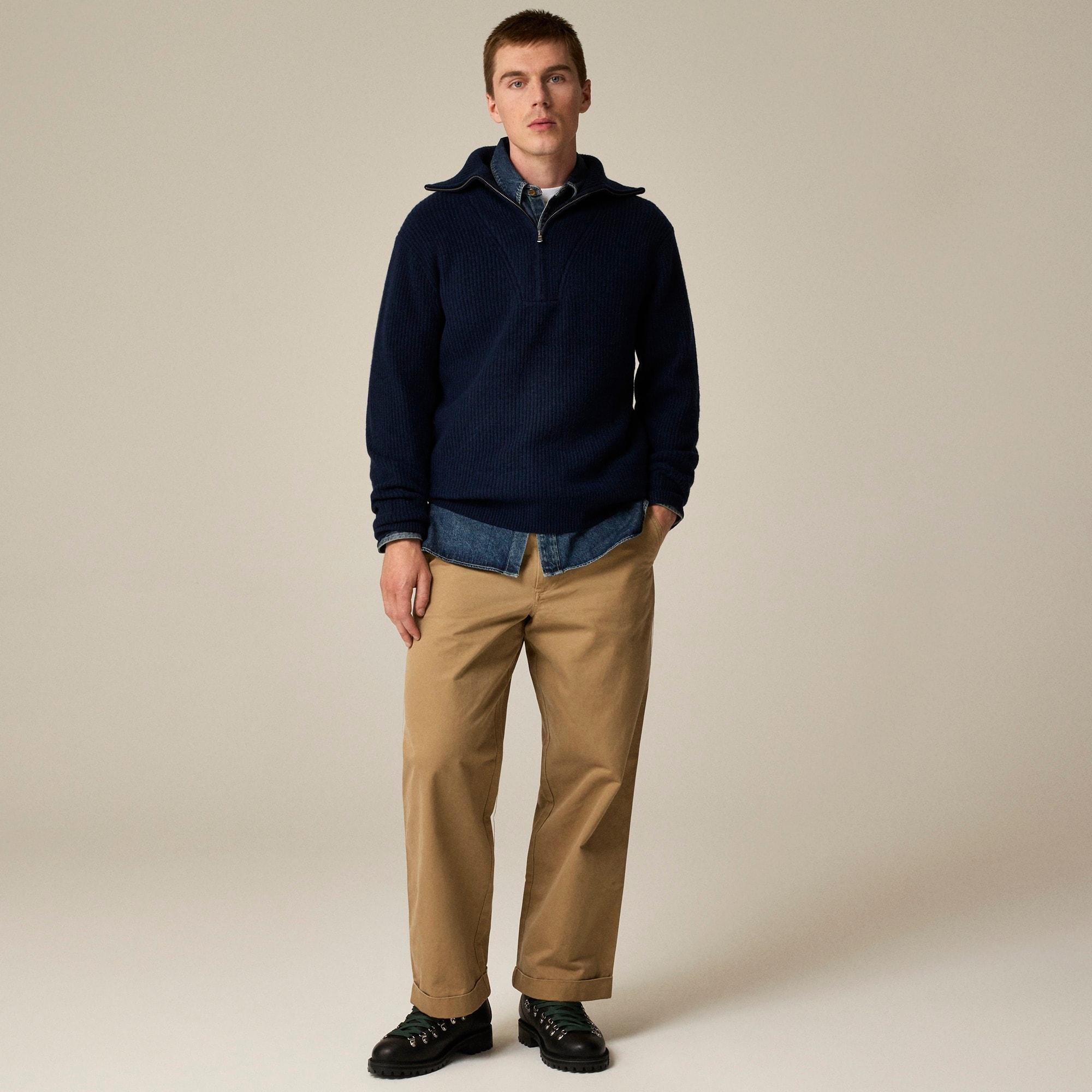 Midweight cashmere ribbed half-zip ski sweater Product Image