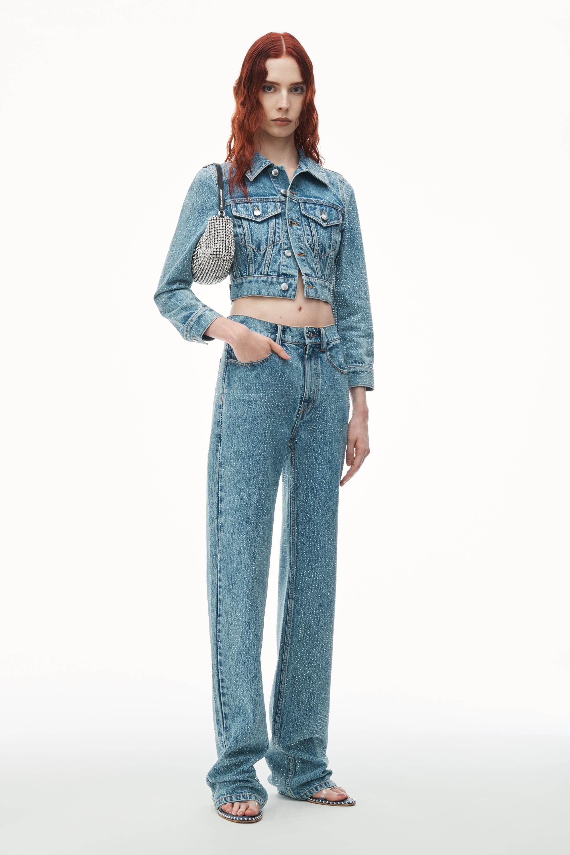 Ez - Mid Rise Straight Leg Jeans In Clear Hotfix Product Image